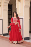 Embroidered Zari Sequins Work Festival Special Gown With Dupatta