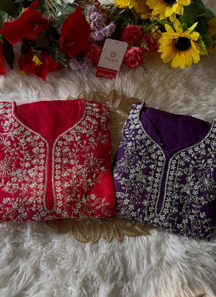 Designer Embroidered kurta pant with dupatta -Clothing Red / XS women's fashion mart