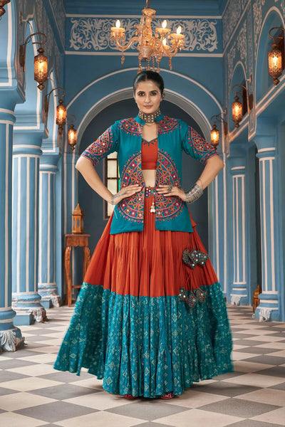 Celebrate Navratri With Multi and Rama  Lehenga Choli - women's fashion mart