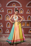 Multi Colour Embroidered Mirror Worked Navratri Jacket Lehenga Set - women's fashion mart
