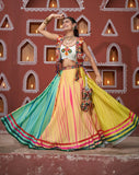 Multi Colour Embroidered Mirror Worked Navratri Jacket Lehenga Set - women's fashion mart