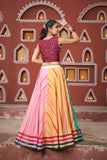 Multi Colour Embroidered Mirror Worked Navratri Jacket Lehenga Set - women's fashion mart