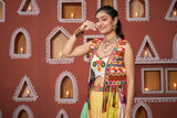 Multi Colour Embroidered Mirror Worked Navratri Jacket Lehenga Set - women's fashion mart