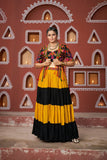 Navratri Wear Multi Colour Embroidered Mirror Worked Jacket Lehenga Set - women's fashion mart