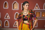 Navratri Wear Multi Colour Embroidered Mirror Worked Jacket Lehenga Set - women's fashion mart