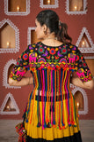 Navratri Wear Multi Colour Embroidered Mirror Worked Jacket Lehenga Set - women's fashion mart