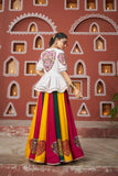 Navratri Special Multi Colour Mirror Embroidered Jacket Lehenga Set - women's fashion mart