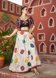Navratri Special White Mirror Embroidered Jacket Lehenga Set - women's fashion mart