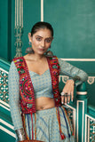 Pleasing Pista Green Rayon Navratri Jacket Lehenga Choli - women's fashion mart