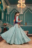 Pleasing Pista Green Rayon Navratri Jacket Lehenga Choli - women's fashion mart