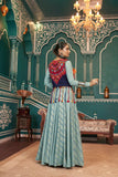 Pleasing Pista Green Rayon Navratri Jacket Lehenga Choli - women's fashion mart