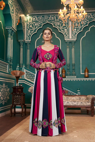 Peerless Multicolored Rayon Navratri Jacket Lehenga Choli - women's fashion mart