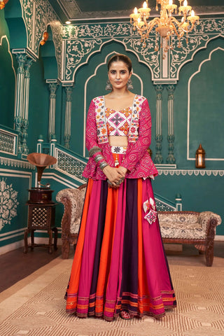 Magical Multicolored Rayon Navratri Jacket Lehenga Choli - women's fashion mart