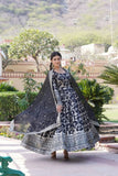 Jacquard With Sequins Embroidered Work Gown & Dupatta Set - women's fashion mart