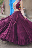 Designer Readymade Traditional Gamthi Threadwork Lehenga Choli For Navratri -WOMEN FASHION Wine women's fashion mart