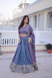 Designer Zari Sequins Embroidered Lehenga Choli Set With Dupatta