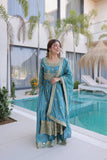 Premium Embroidered Kurti Sharara Dupatta Set For Women