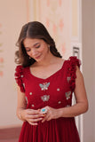 Stunning Sequins Multi Tread Beads Embroidered Work Women Gown