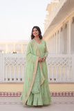 Sky Blue Georgette Gown with Dupatta - women's fashion mart