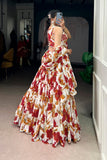 Floral Marble Print Lehenga Choli Set For Women