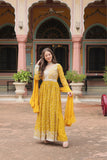 Faux Georgette Sequins With Thread Embroidered Kurti Sharara Dupatta Set For Women