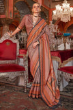 Dignified Dusty Brown Kanjivaram and Patola Printed Silk Saree - women's fashion mart