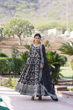 Jacquard With Sequins Embroidered Work Gown & Dupatta Set - women's fashion mart