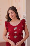Stunning Sequins Multi Tread Beads Embroidered Work Women Gown