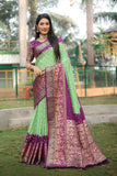 Bandhani Print Wine With Pista Zari Weaving Silk Saree