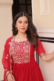 Embroidered Zari Sequins Work Festival Special Gown With Dupatta
