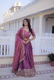 Designer Zari Sequins Embroidered Lehenga Choli Set With Dupatta