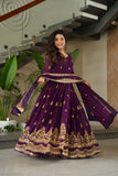 Luxury Faux Blooming Zari And Sequin Embroidered Designer Gown With Dupatta
