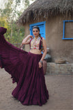 Designer Readymade Traditional Gamthi Threadwork Lehenga Choli For Navratri -WOMEN FASHION Wine women's fashion mart