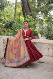Beautiful Frill Stitching Designer Festival And Wedding Gown And Dupatta Set