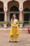 Faux Georgette Sequins With Thread Embroidered Kurti Sharara Dupatta Set For Women