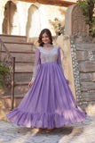 Georgette Embroidery Beads Sequins Work Anarkali Gown
