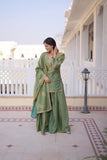 Fendi Crush Zari Sequins Embroidered Kurti Sharara Set With Designer Dupatta
