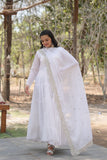 Stylish Women Tiered Gown With Dupatta Set