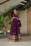 Luxury Faux Blooming Zari And Sequin Embroidered Designer Gown With Dupatta