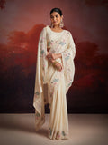 White Zarakan Embroidered Georgette Saree - women's fashion mart