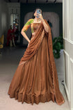 Luxury Chocolate Crush Designer Lehenga Set With Handcrafted Gotta Patti Blouse And Embroidered Dupatta