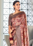 Lilas Purple Woven Banarasi Silk Saree With Digital Print
