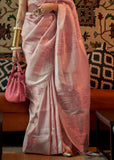 Pearl Pink Woven Banarasi Brocade Silk Saree