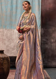 Copper Grey Dual Tone Woven Banarasi Brocade Saree