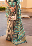 Antique Green Printed Soft Silk Saree
