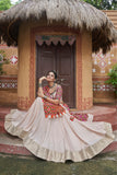 Beige Color Viscose Rayon Navratri Lehenga Choli - women's fashion mart