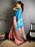 Elegant Half Half Tussar Zari Checks Saree