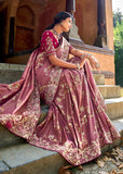Wine Purple Woven Banarasi Designer Silk Saree With Embroidered Blouse