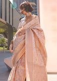 Beige And Gold Woven Banarasi Brocade Silk Saree
