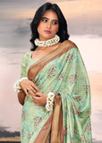 Paradise Green Light Weight Cotton Silk Saree With Digital Print
